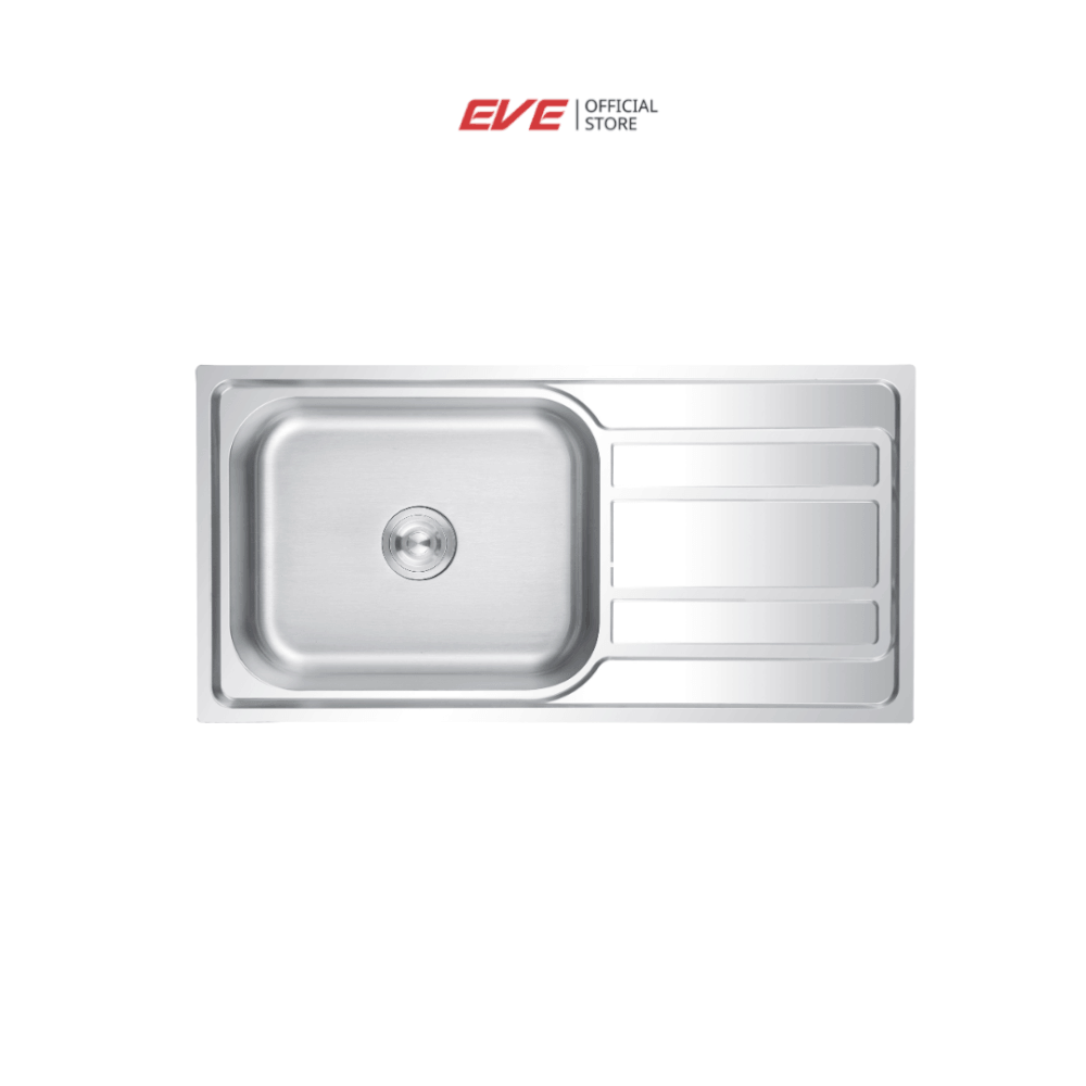 ซิงค์ล้างจานสแตนเลส 1 หลุม มีที่พัก EVE EGO 1000/500 ขนาด 100 เซนติเมตร